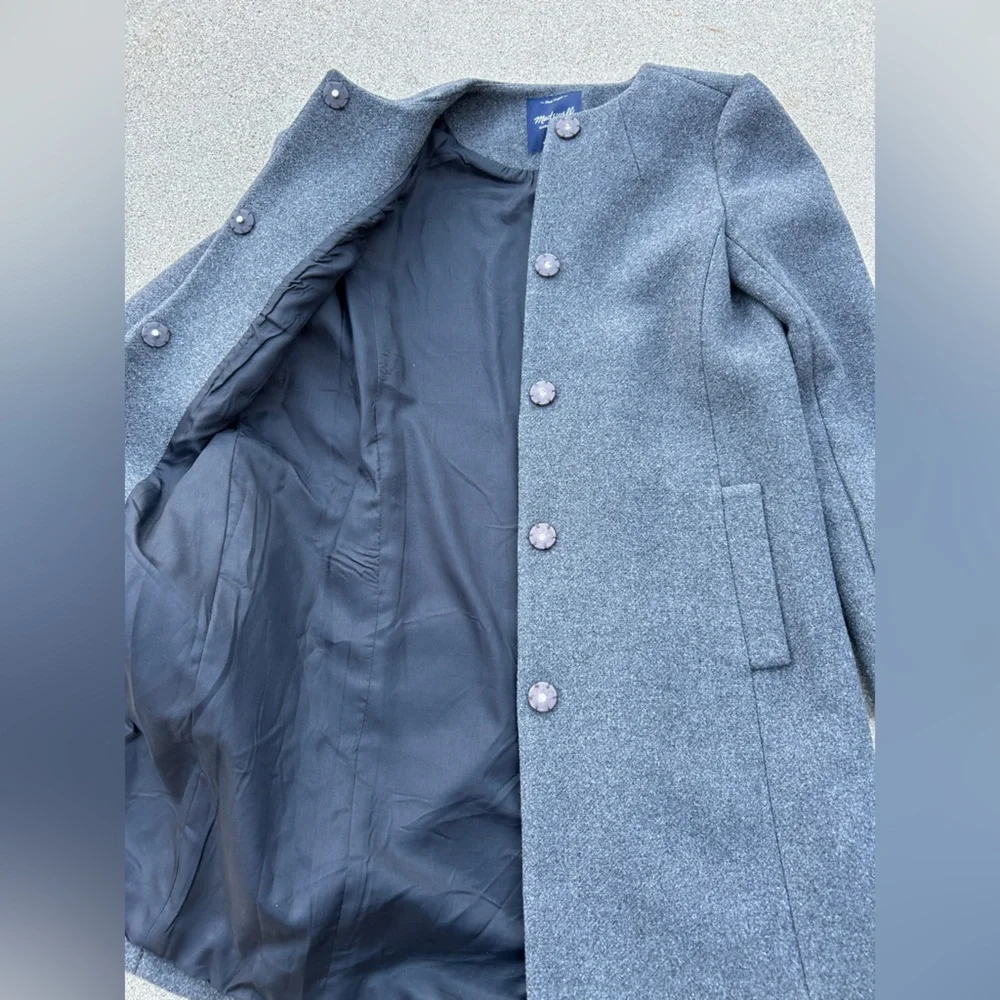 Madewell Curator Wool Long Gray Coat Finely Crafted Women Size XS - Picture 11 of 12
